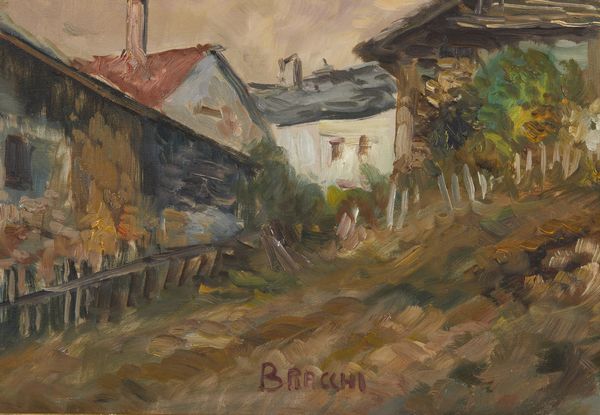 BRACCHI LUIGI (1892 - 1978) : Paesaggio montano con case e personaggi  - Asta Asta 469 | ARTE ANTICA E DEL XIX SECOLO Online - Associazione Nazionale - Case d'Asta italiane