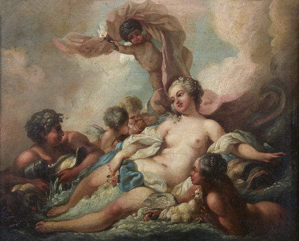 BOUCHER FRANCOIS (1703 - 1770) : Ambito di. La nascita di Venere  - Asta Asta 469 | ARTE ANTICA E DEL XIX SECOLO Online - Associazione Nazionale - Case d'Asta italiane