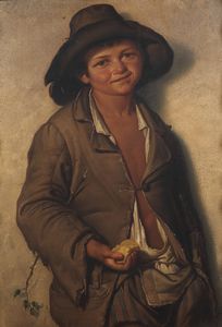 INDUNO DOMENICO (1815 - 1878) - Attribuito a. Ragazzo con pane