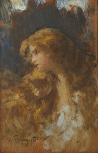 FERAGUTTI VISCONTI ADOLFO (1850 - 1924) - Ritratto femminile di profilo