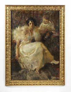 AMISANI GIUSEPPE (1881 - 1941) : Attribuito a. Ritratto di donna con bambino  - Asta Asta 469 | ARTE ANTICA E DEL XIX SECOLO Online - Associazione Nazionale - Case d'Asta italiane