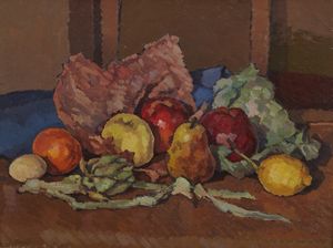 MARCH GIOVANNI (1894 - 1974) - Attribuito a. Natura morta di frutta e verdura