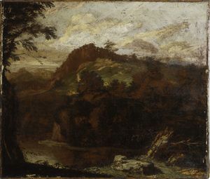 ARTISTA ROMANO DEL XVII SECOLO - Paesaggio montano con ruscello