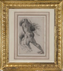 RONCALLI DETTO IL POMARANCIO CRISTOFORO (1552 - 1626) - Cerchia di. Studio di figura virile che trascina una fanciulla