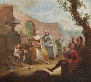 LANCRET NICOLAS (1690 - 1743) : Seguace di. Festa campestre  - Asta Asta 469 | ARTE ANTICA E DEL XIX SECOLO Online - Associazione Nazionale - Case d'Asta italiane