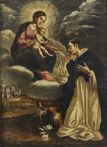 ARTISTA DEL XVIII SECOLO - Madonna del Rosario con San Domenico