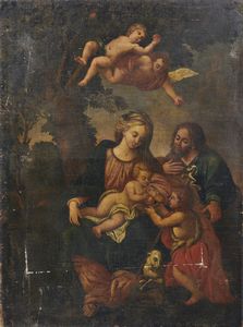 ARTISTA DEL XVIII SECOLO - Sacra Famiglia con San Giovannino