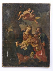 ARTISTA DEL XVIII SECOLO : Sacra Famiglia con San Giovannino  - Asta Asta 469 | ARTE ANTICA E DEL XIX SECOLO Online - Associazione Nazionale - Case d'Asta italiane