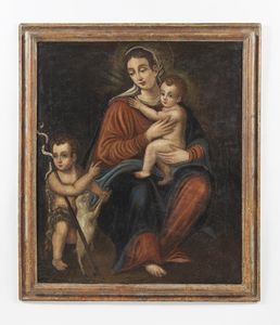 ARTISTA DEL XVIII SECOLO : Madonna con Bambino e San Giovannino  - Asta Asta 469 | ARTE ANTICA E DEL XIX SECOLO Online - Associazione Nazionale - Case d'Asta italiane