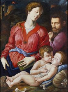 ARTISTA TOSCANO DEL XVIII SECOLO - Sacra Famiglia con San Giovannino