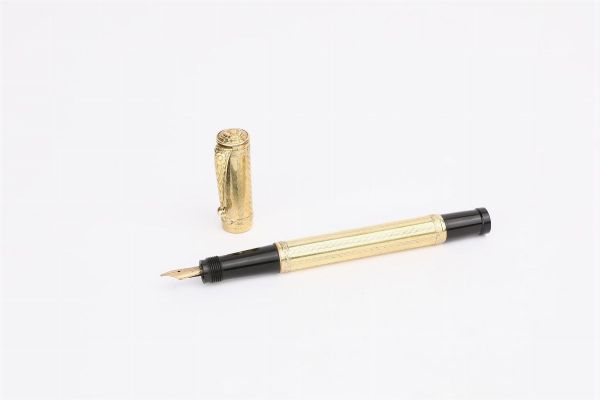 Waterman Ideal, penna stilografica laminata in oro 18 kt  - Asta Penne e accessori dalla collezione di Enrico e Antonello Falqui e altre provenienze - Associazione Nazionale - Case d'Asta italiane