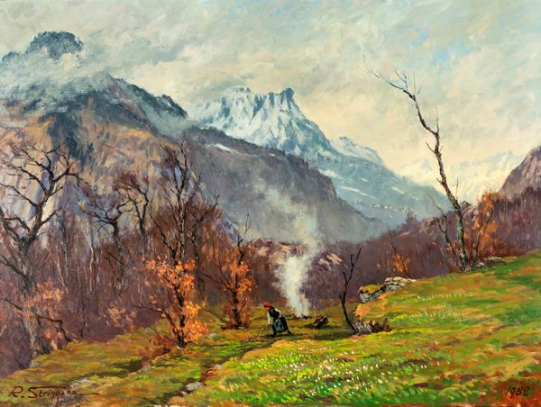 Rino Stringara : Nava Di Montecrestese, Lavori Di Primavera, Sfondo Cistella E Val Devero  - Asta Arte Moderna e Contemporanea - Associazione Nazionale - Case d'Asta italiane