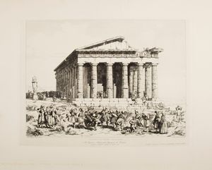 Andrea Gasparini - Lotto di 3 Acqueforti: 1) Avanzi del Tempio di Giove Olimpico; 2) e 3) Tempio di Teseo in Atene (Andrea Gasparini disegnò dal vero ed incise in Roma l'anno 1842-1843)