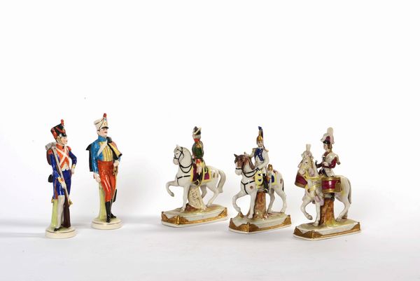 Figurine di militari.<BR>Turingia, XX secolo.  - Asta Ceramiche e vetri - Associazione Nazionale - Case d'Asta italiane