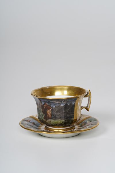 Tazza con piattino, XIX secolo.  - Asta Ceramiche e vetri - Associazione Nazionale - Case d'Asta italiane