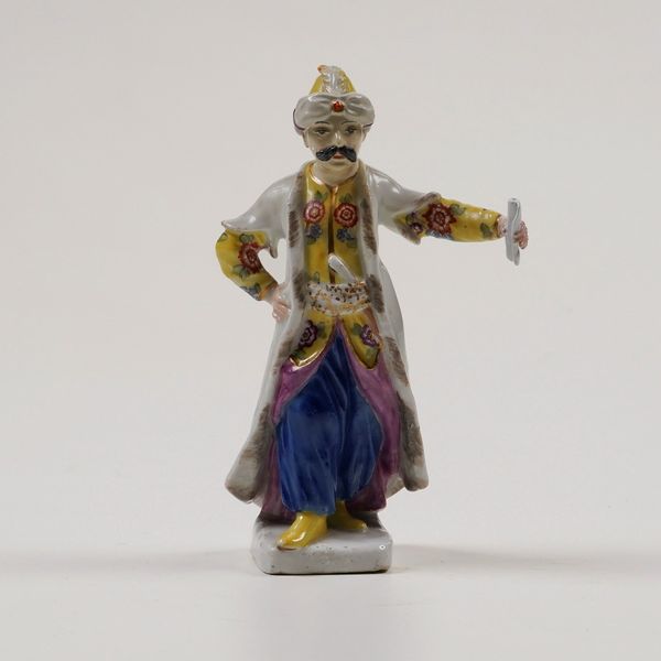 Figurina di turco.<BR>Meissen, met del XVIII secolo.  - Asta Ceramiche e vetri - Associazione Nazionale - Case d'Asta italiane