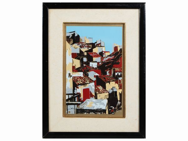 Renato Guttuso : Tetti  - Asta Dballage. Occasioni in asta - Associazione Nazionale - Case d'Asta italiane