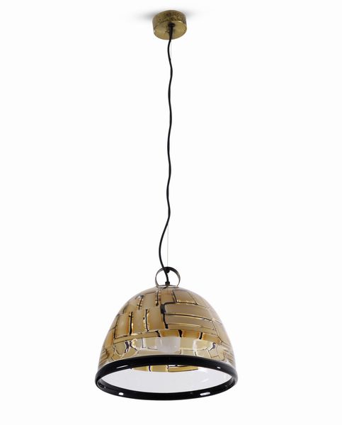 Barovier & Toso : Lampada da soffitto in vetro con decoro di macchie policrome  - Asta Arredi del '900 - Associazione Nazionale - Case d'Asta italiane