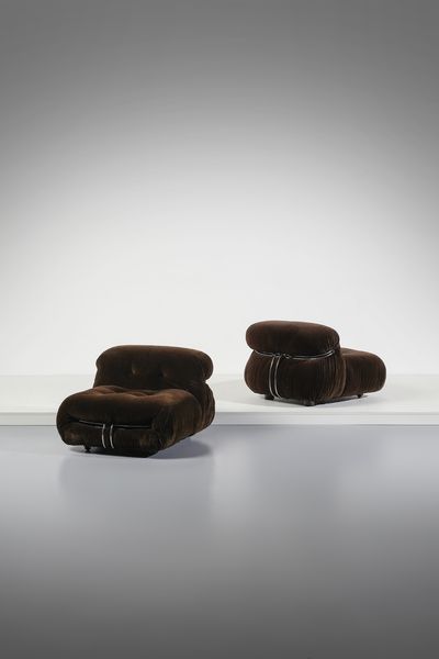 SCARPA AFRA (1937-2011) & TOBIA (n. 1935) : Coppia di poltrone mod. Soriana per Cassina, Meda  - Asta Asta 471 | DESIGN E ARTI DECORATIVE DEL NOVECENTO Online - Associazione Nazionale - Case d'Asta italiane