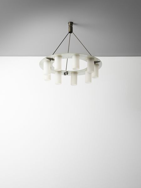 STILUX : Lampada a sospensione a nove luci, Milano  - Asta Asta 471 | DESIGN E ARTI DECORATIVE DEL NOVECENTO Online - Associazione Nazionale - Case d'Asta italiane