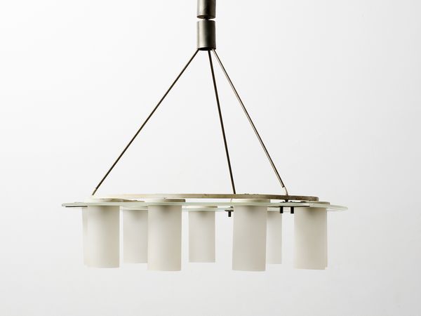 STILUX : Lampada a sospensione a nove luci, Milano  - Asta Asta 471 | DESIGN E ARTI DECORATIVE DEL NOVECENTO Online - Associazione Nazionale - Case d'Asta italiane