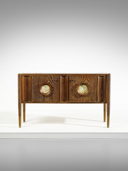 COLLI : attribuito. Credenza a due ante decorate con formelle dipinte, Torino  - Asta Asta 471 | DESIGN E ARTI DECORATIVE DEL NOVECENTO Online - Associazione Nazionale - Case d'Asta italiane