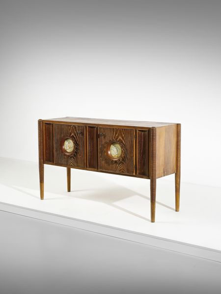 COLLI : attribuito. Credenza a due ante decorate con formelle dipinte, Torino  - Asta Asta 471 | DESIGN E ARTI DECORATIVE DEL NOVECENTO Online - Associazione Nazionale - Case d'Asta italiane