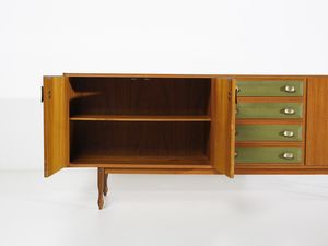 MANIFATTURA ITALIANA : Credenza con due stipi ad ante e parte centrale a cassetti  - Asta Asta 471 | DESIGN E ARTI DECORATIVE DEL NOVECENTO Online - Associazione Nazionale - Case d'Asta italiane