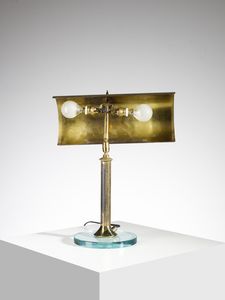 MANIFATTURA ITALIANA : Lampada da tavolo a due luci con diffusore orientabile  - Asta Asta 471 | DESIGN E ARTI DECORATIVE DEL NOVECENTO Online - Associazione Nazionale - Case d'Asta italiane