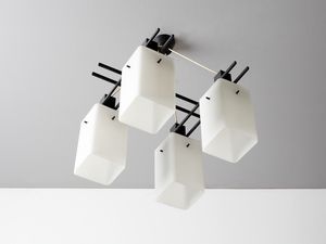 STILUX : Lampada a sospensione a quattro luci, Milano  - Asta Asta 471 | DESIGN E ARTI DECORATIVE DEL NOVECENTO Online - Associazione Nazionale - Case d'Asta italiane