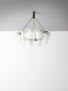 STILUX : Lampada a sospensione a nove luci, Milano  - Asta Asta 471 | DESIGN E ARTI DECORATIVE DEL NOVECENTO Online - Associazione Nazionale - Case d'Asta italiane