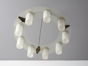 STILUX : Lampada a sospensione a nove luci, Milano  - Asta Asta 471 | DESIGN E ARTI DECORATIVE DEL NOVECENTO Online - Associazione Nazionale - Case d'Asta italiane