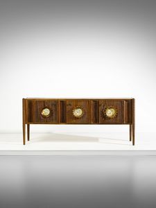 COLLI : attribuito. Credenza a tre ante decorate con formelle dipinte, Torino  - Asta Asta 471 | DESIGN E ARTI DECORATIVE DEL NOVECENTO Online - Associazione Nazionale - Case d'Asta italiane