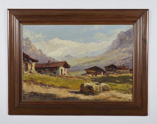 LIVERANI LUIGI (1889 - 1958) : Paesaggio montano con case  - Asta Asta 472 | ARTE ANTICA E DEL XIX SECOLO Virtuale - Associazione Nazionale - Case d'Asta italiane