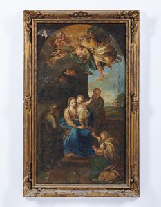 Scuola veneta del XVIII secolo : Sacra Famiglia  - Asta Asta 472 | ARTE ANTICA E DEL XIX SECOLO Virtuale - Associazione Nazionale - Case d'Asta italiane