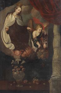 ARTISTA DEL XVIII SECOLO - Santa Rosa da Lima e angelo