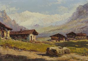 LIVERANI LUIGI (1889 - 1958) - Paesaggio montano con case