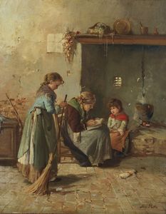 ROTTA SILVIO GIULIO (1853 - 1913) - Attribuito a. Scena d'interno