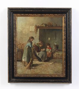 ROTTA SILVIO GIULIO (1853 - 1913) : Attribuito a. Scena d'interno  - Asta Asta 472 | ARTE ANTICA E DEL XIX SECOLO Virtuale - Associazione Nazionale - Case d'Asta italiane