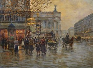 BRANCACCIO CARLO (1861 - 1920) : Nello stile di. Parigi, Place de l'Opra  - Asta Asta 472 | ARTE ANTICA E DEL XIX SECOLO Virtuale - Associazione Nazionale - Case d'Asta italiane