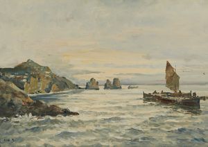 RIVA GIUSEPPE (1834 - 1916) : Veduta di Capri  - Asta Asta 472 | ARTE ANTICA E DEL XIX SECOLO Virtuale - Associazione Nazionale - Case d'Asta italiane