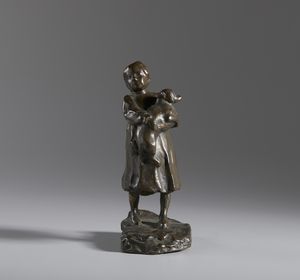 SCULTORE DEGLI INIZI DEL XX SECOLO : Bimba con cane  - Asta Asta 472 | ARTE ANTICA E DEL XIX SECOLO Virtuale - Associazione Nazionale - Case d'Asta italiane