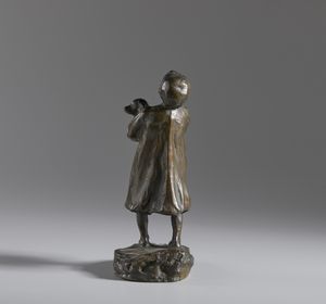 SCULTORE DEGLI INIZI DEL XX SECOLO : Bimba con cane  - Asta Asta 472 | ARTE ANTICA E DEL XIX SECOLO Virtuale - Associazione Nazionale - Case d'Asta italiane