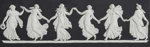 MANIFATTURA DI WEDGWOOD, XX SECOLO - Placca rettangolare in ceramica nera e bianca raffigurante la Danza delle Ore