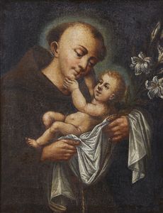 ARTISTA DEL XVII SECOLO : Sant'Antonio da Padova con bambino  - Asta Asta 472 | ARTE ANTICA E DEL XIX SECOLO Virtuale - Associazione Nazionale - Case d'Asta italiane