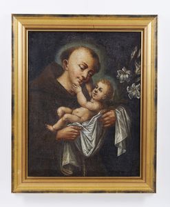 ARTISTA DEL XVII SECOLO : Sant'Antonio da Padova con bambino  - Asta Asta 472 | ARTE ANTICA E DEL XIX SECOLO Virtuale - Associazione Nazionale - Case d'Asta italiane