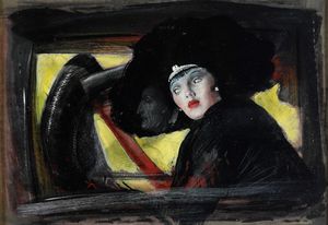 Anonimo del XX secolo Donna in nero  - Asta Dall'Ottocento all'Arte Contemporanea - Associazione Nazionale - Case d'Asta italiane