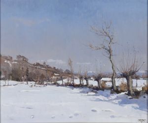 CARLO MUSSO - Paesaggio innevato