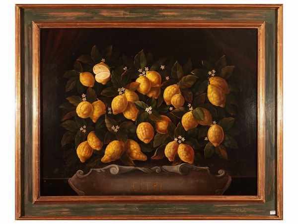 Nel gusto della pittura toscana del Seicento, Trionfo con limoni  - Asta Ispirazioni di arredo - Associazione Nazionale - Case d'Asta italiane