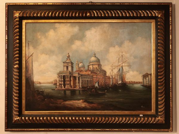 Da Canaletto, Veduta del Canal Grande alla Punta della Dogana con la chiesa della Salute  - Asta Ispirazioni di arredo - Associazione Nazionale - Case d'Asta italiane